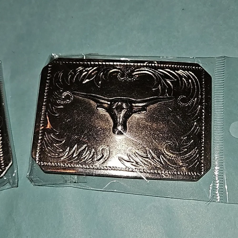 Western Style Silver Belt Buckles (2)